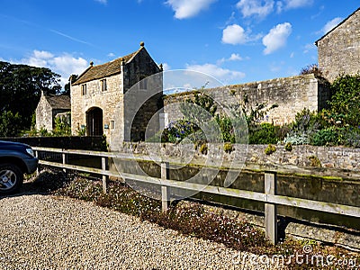 Markenfield Hall is 3 miles south of Ripon in north Yorkshire. It is a moated Tudor Manor House Editorial Stock Photo