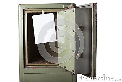 Domestic burglary. Safe box emptied by thieves. Blank space Stock Photo