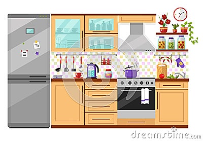 Domestic kitchen Vector Illustration