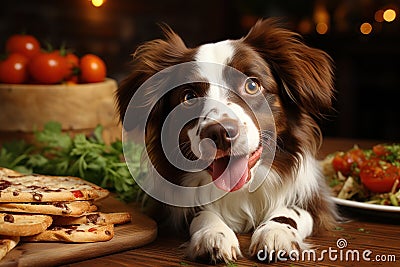 Domestic life with pet. Hungry dog. AI Generative Stock Photo