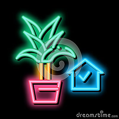 domestic potting flower neon glow icon illustration Vector Illustration