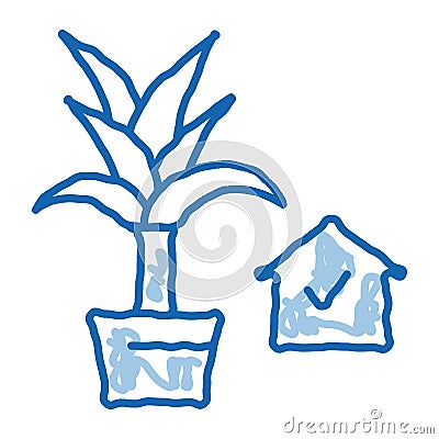 domestic potting flower doodle icon hand drawn illustration Vector Illustration