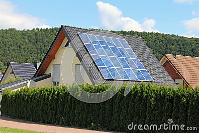Domestic solar panels Stock Photo