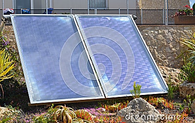 Domestic solar panels Stock Photo