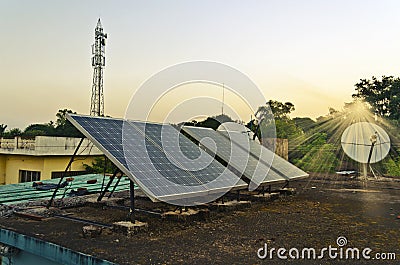 Domestic solar panels Stock Photo