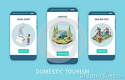 Domestic Tourism Banners Vector Illustration