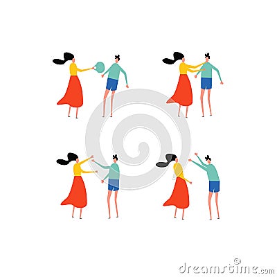 Domestic violence concept. Family conflict situations. Inadequate behaviour Stock Photo