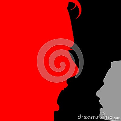 Domestic violence domination face expression emotion woman man s Vector Illustration