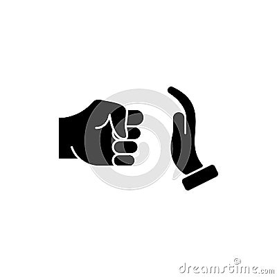 Domestic Violence icon. Stop Violence. Domestic Abuse. Fist as symbol of Violence. Icon Fist and Stop Hand Gesture Vector Illustration