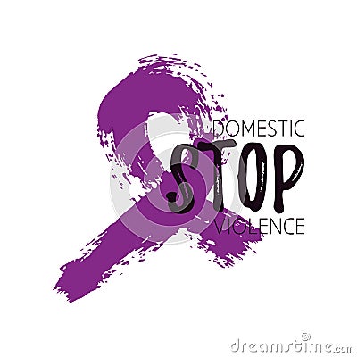 Domestic violence purple ribbon Vector Illustration