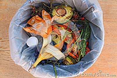 Domestic waste for compost from fruits and vegetables Stock Photo