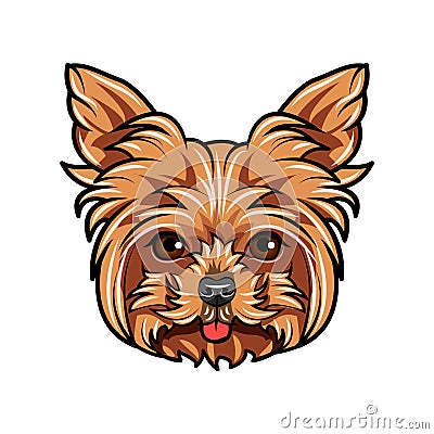 Domestic Yorkshire terrier Dog portrait. Cute head of Yorkshire Terrier on white background. Dog head, face, muzzle. Vector. Vector Illustration