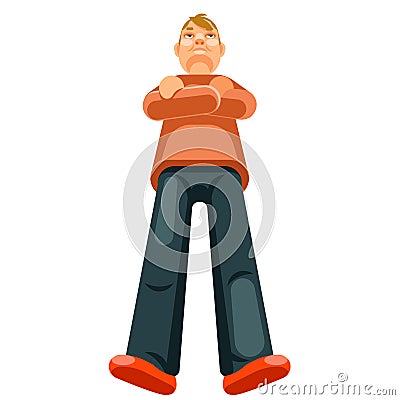 Dominant towering man soaring character flat design vector illustration Vector Illustration