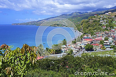 Dominica -panorama of Mero village Editorial Stock Photo