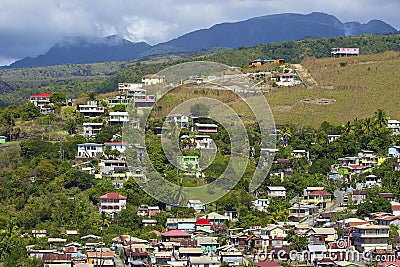 Dominica -panorama of Mero village Editorial Stock Photo