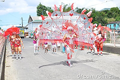 Roseau, Dominica - March 04, 2014: Dominica`s Carnival known as the `Real Mas` . Editorial Stock Photo
