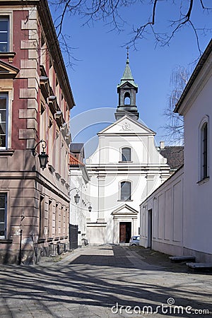 The Dominican Church of St. Jacek is located on Freta Street, in the central district of Warsaw. Editorial Stock Photo