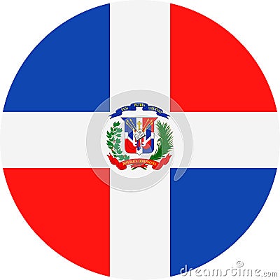 Dominican Republic Flag Vector Round Flat Icon Stock Photo