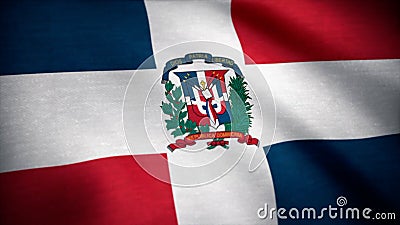 Dominican Republic Flag. Flag of the Dominican Republic waving at wind Stock Photo