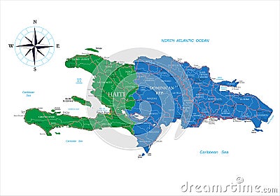 Dominican Republic and Haiti map Vector Illustration