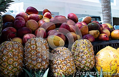 Dominican Republic: a truck selling fresh fruit on the side of the road. Typical Stock Photo