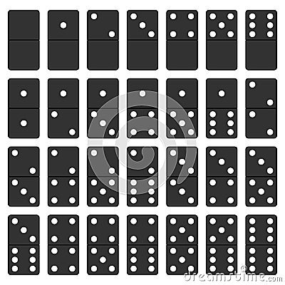 Domino Black and White Set Vector Illustration