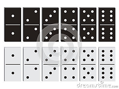 Domino black and white set. Vector Illustration