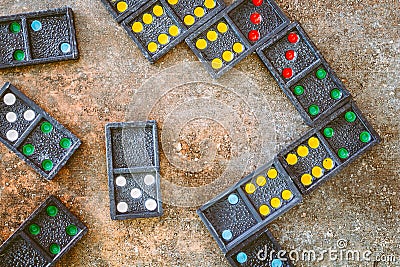 Domino bones composition on stone background Stock Photo