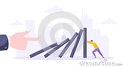 Domino effect or business resilience metaphor vector illustration. Vector Illustration