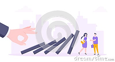Domino effect or business resilience metaphor vector illustration concept. Vector Illustration
