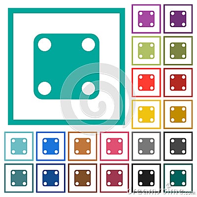 Domino four flat color icons with quadrant frames Stock Photo