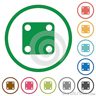 Domino four flat icons with outlines Stock Photo