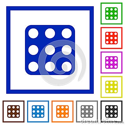 Domino nine flat framed icons Stock Photo