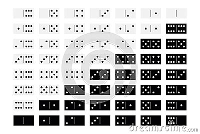 Domino sets of 28 tiles. Two packages in black and white. Simple flat vector illustration Vector Illustration