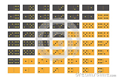 Domino sets of 28 tiles. Two packages in grey and yellow. Simple flat vector illustration Vector Illustration