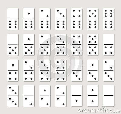 Domino vector set piece game board flat icon. Domino card set vector game Vector Illustration