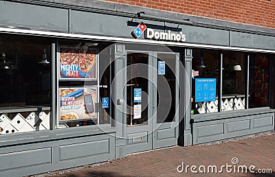 Domino's pizza shop in the High Street, Billericay, Essex, UK Editorial Stock Photo