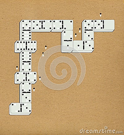 Dominoes with dots in the form of stylized men and women. Crowd. Staff. On the background of textured paper Stock Photo