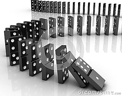 Dominoes falling Stock Photo