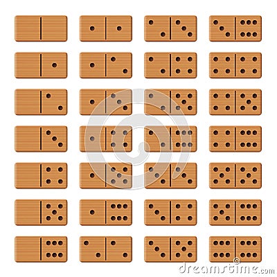 Dominoes Set Wooden Tiles Gambling Game Background Cartoon Illustration