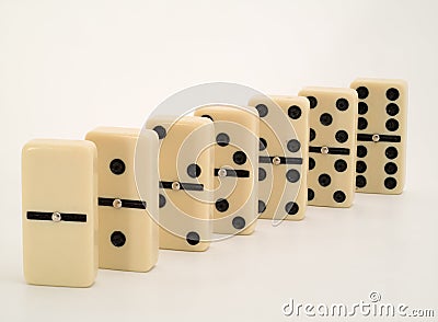 Dominos stacked in numerical order Stock Photo