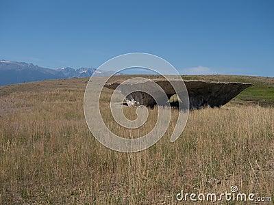 The Domo at Tippet Rise Art Center in Montana with the Beartooth Mountains in the Background Editorial Stock Photo