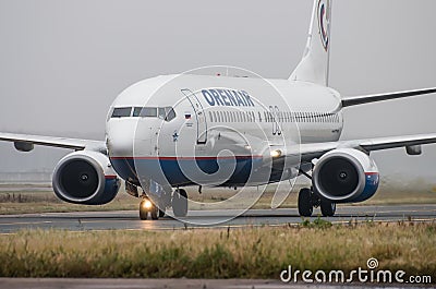 Domodedovo airport, Moscow - October 25th, 2015: Boeing 737-800 of OrenAir airlines Editorial Stock Photo