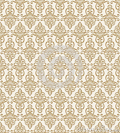 Seamless Vector Medallion Damask Pattern On Beige Stock Photo