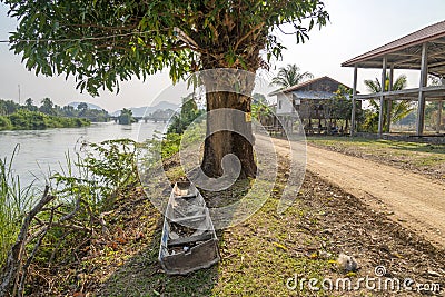 Don Det Island,Mekong riverside view, 4000 Islands,Si Phan Don,southern Laos Stock Photo