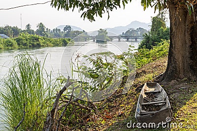 Don Det Island,Mekong riverside view, 4000 Islands,Si Phan Don,southern Laos Stock Photo