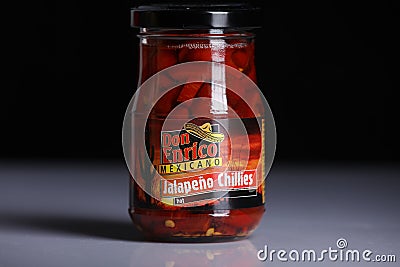 Don Enrico Mexicano, Jalapeno Chillies jar Editorial Stock Photo