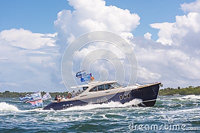 Don Jr`s Yacht in the Trump Parade Florida Editorial Stock Photo