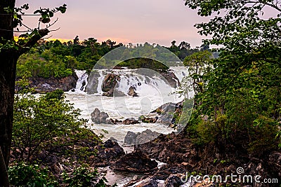 Don Pha Pheng Waterfall, Laos Stock Photo