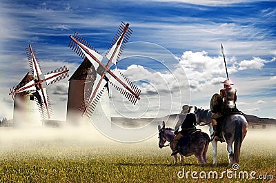 Don Quixote and Sancho Panza Stock Photo